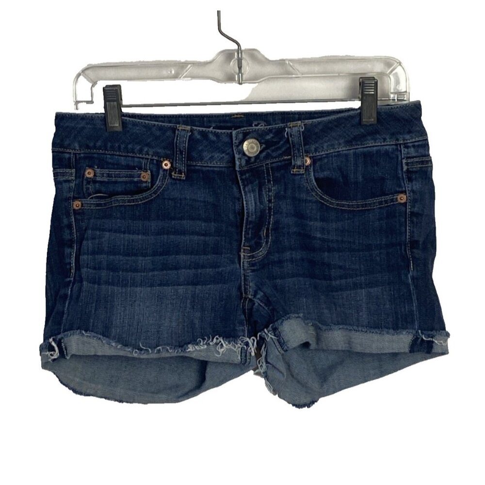American Eagle Womens Shorts Blue 6 Denim Stretch Cutt-Offs Booty